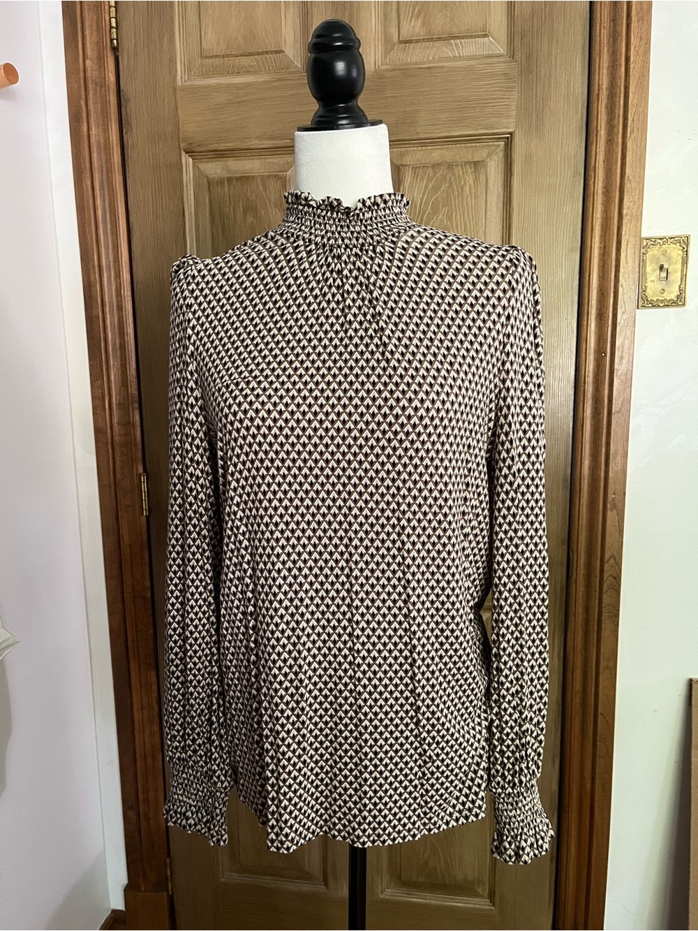 RW&CO. High-Neck Geometric Blouse